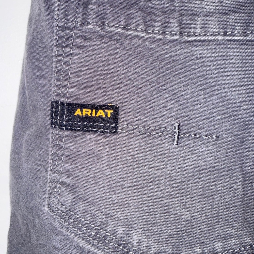 Ariat Rebar M7 Slim Straight Leg Pants Mens 32/30 Grey Cotton Canvas - Picture 4 of 6